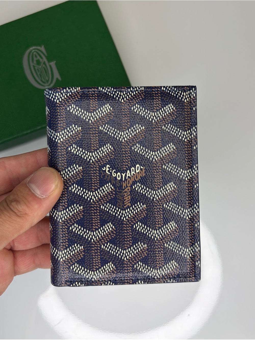 Men’s Original Genuine Leather Blue Canvas Card Holder